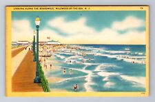 Wildwood-by-the-Sea NJ-New Jersey, Along the Boardwalk & Beach, Vintage Postcard picture