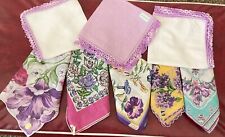 Vintage Lot of 8 Hankerchiefs* All w/ Shades of Lavender * Floral* 5 unused picture