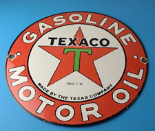 Vintage Texaco Motor Oil Sign - Texas Gasoline Porcelain LARGE Gas Pump Sign picture
