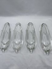 Set Of 4 Vintage Corn On The Cob Plates Pressed Heavy Glass Dishes picture