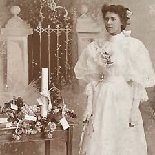 Antique Cabinet Card Photograph Beautiful Young Woman Graduation Luther MI picture