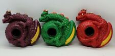 Vintage Dragon Candle Holder Set (Adams Apple) Red, Green, Purple Made In 2000 picture