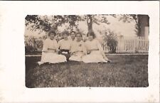RPPC Lovely Victorian Women Seated on Lawn near Picket Fence c1915 Postcard W14 picture