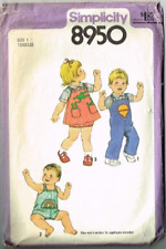 Tot Toddler Overalls Jumper Panties Shirt Pattern Simplicity 8950 Sz 1 1979 VTG picture