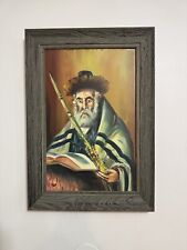 Jewish Rabbi Oil Painting Signed By Artist Framed Judaica picture