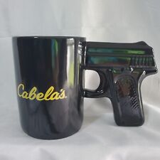 Cabela's Black Hand Gun Pistol Grip Handle 16 Oz Ceramic Coffee Cup / Mug picture