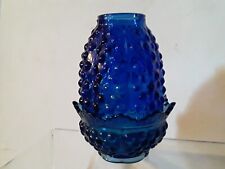 VTG Fenton Colonial Blue Cobalt Hobnail Glass Fairy Lamp Tea Light 2 pc 4 1/2” picture