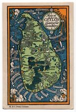 c.1934 MacDonald Gill, Ceylon Tea Industry, Pictorial Postcard Map Sri Lanka picture