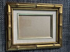 Faux Bamboo Tiki Wood Frame 5x7 Painting Vintage Gold Wall Hanging Canvas Matte picture