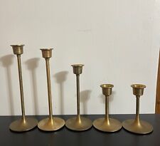 Set Of 5 Vintage Brass Graduated Taper Candlestick Holders Interpur Taiwan picture
