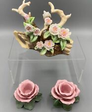 LEFTON ROYAL DOVER Bone China George Z Lefton Pink Flowers on Log 6.5
