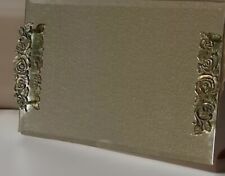 Vintage Beveled Mirror VANITY TRAY silver Metal Rose Handles Ornate 13.5”x 9.5” picture