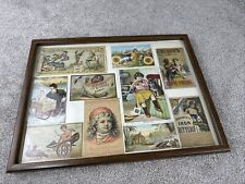 Lot of 10 Antique Victorian Scrapbook Advertisement Trade Cards FRAMED picture
