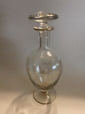 Vintage Clear Glass Gold Etched Decanter WStopper picture