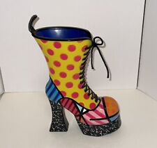 Romero Britto Polka Dot Laced Boot Shoe Figurine Resin Giftcraft 14072 2011 READ picture