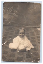 Vintage Sepia RPPC Postcard Baby Girl in Dress picture