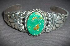 EARLY 1900S NAVAJO CUFF BRACELET WITH HIGH GRADE ROYSTON TURQUOISE picture