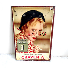 1930s Vintage Craven A Cigarette Calendar Celluloid Tin Sign London Rare CB544 picture