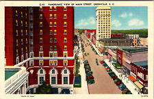 Postcard Panoramic View Of Main Street Greenville South Carolina Linen Card picture