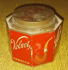 Vintage VELVET Tobacco Tin Can Octagon picture