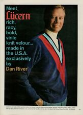1966 Dan River Lucern Velour Blue Red Sweater Turtleneck Men's Vintage Print Ad picture