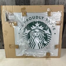 Starbucks Metal Look Sign We Proudly Serve 18” X 18” Double Sided w/ Wall Mount picture