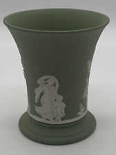 Vintage Wedgwood Sage Green Jasperware Vase 3.75