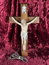 Vintage Funeral Wooden Neon Crucifix Cross Jesus Antique Working picture
