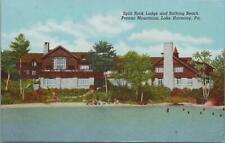 Postcard Split Lake Ridge and Bathing Beach Pocono Mts Lake Harmony PA  picture
