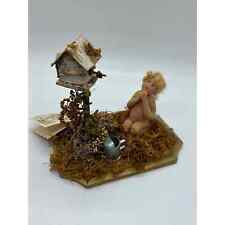Vintage French Petite Poupee Doll with Stand Baby and Birdhouse Natures Angel picture