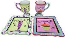 Set of 4 Certified International Jennifer Brinley Dessert Mugs & Plates picture