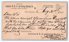 1886 American B.H.O. and Sewing Machine Co. Cincinnati OH Postal Card picture