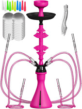 Hookah Set With Everything 4 Hose 50x Foil Big Silicone Bowl Pink Hookah Set picture