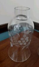 Vintage Etched Grape Pattern Clear Glass Hurricane Lamp Shades Globes Lampshade  picture