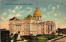 Indiana State Capitol Indianapolis IN Linen Postcard Tichnor VTG UNP Vintage picture