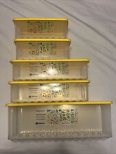 Original Tupperware Fridgesmart Containers 5 Piece Set Lot NEW Yellow Lids picture