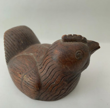 Primitive Wooden Chicken Broody Hen Wood Carved  Decor Figurine Statue picture