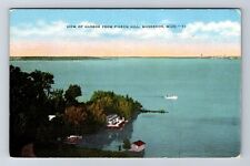 Muskegon MI-Michigan, View of Boating on Harbor at Pigeon Hill Vintage Postcard picture