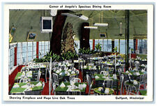 c1930's Dining Room Fireplace Angelo's Place Gulfport Mississippi MS Postcard picture