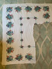 Vintage Cotton Tablecloth Farmhouse Shabby Chic Flower Basket Cut For Craft Use picture