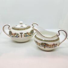 John Aynsley Henley Smooth, Gold Trim, Blue Backstamp Cream And Sugar Set 1960s picture