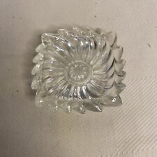 Vintage Mid Century Crystal Glass Pinwheel Swirl Ashtray Tobacciana 1940-1950's picture