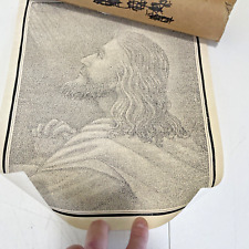Vintage Jesus Print Made Of Tiny Bible Text REALLY GREAT picture