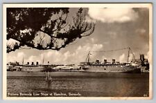 Furness Bermuda Line Ships at Hamilton Bermuda Real Photo Postcard. RPPC picture