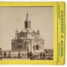 Malmo St Paul's Church Stereoview c1870 Webster Albee Sweden Medieval Card H1496 picture