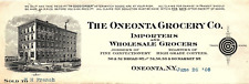 1908 THE ONEONTA GROCERY CO WHOLESALE GROCERS ONEOTA NY INVOICE BILLHEAD Z5879 picture