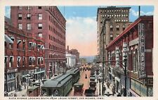 Des Moines IA Iowa Downtown Sixth Avenue From Locust Street Trolley Postcard E3 picture