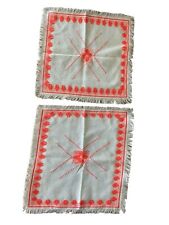 Two Vintage Table Linen Hand embroidery 13x13 Orange bundle picture
