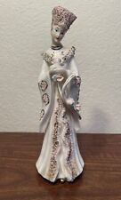 Vintage Lefton Imperial Princess Figurine White 3D Flowers #752 Handprinted MINT picture
