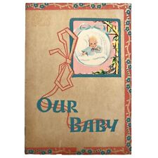 VTG 1930s Home Beneficial Life Ins OUR BABY Record Booklet Ephemera Lithographs picture